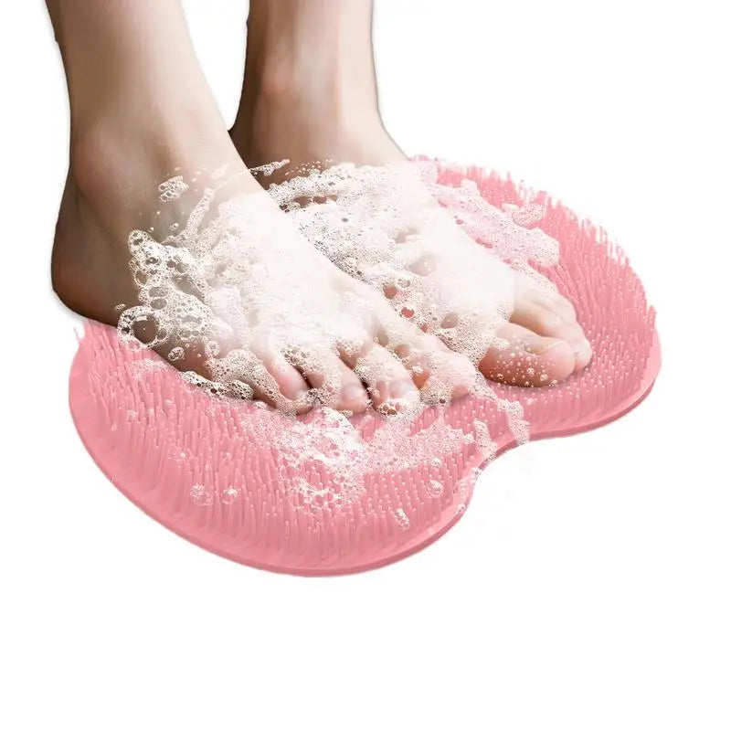 Scrubber Shower Massage Pad Silicone Shower Wall Mounted Back Massage Reusable Cleaning Brush Shower Feet Wash Mat Washer