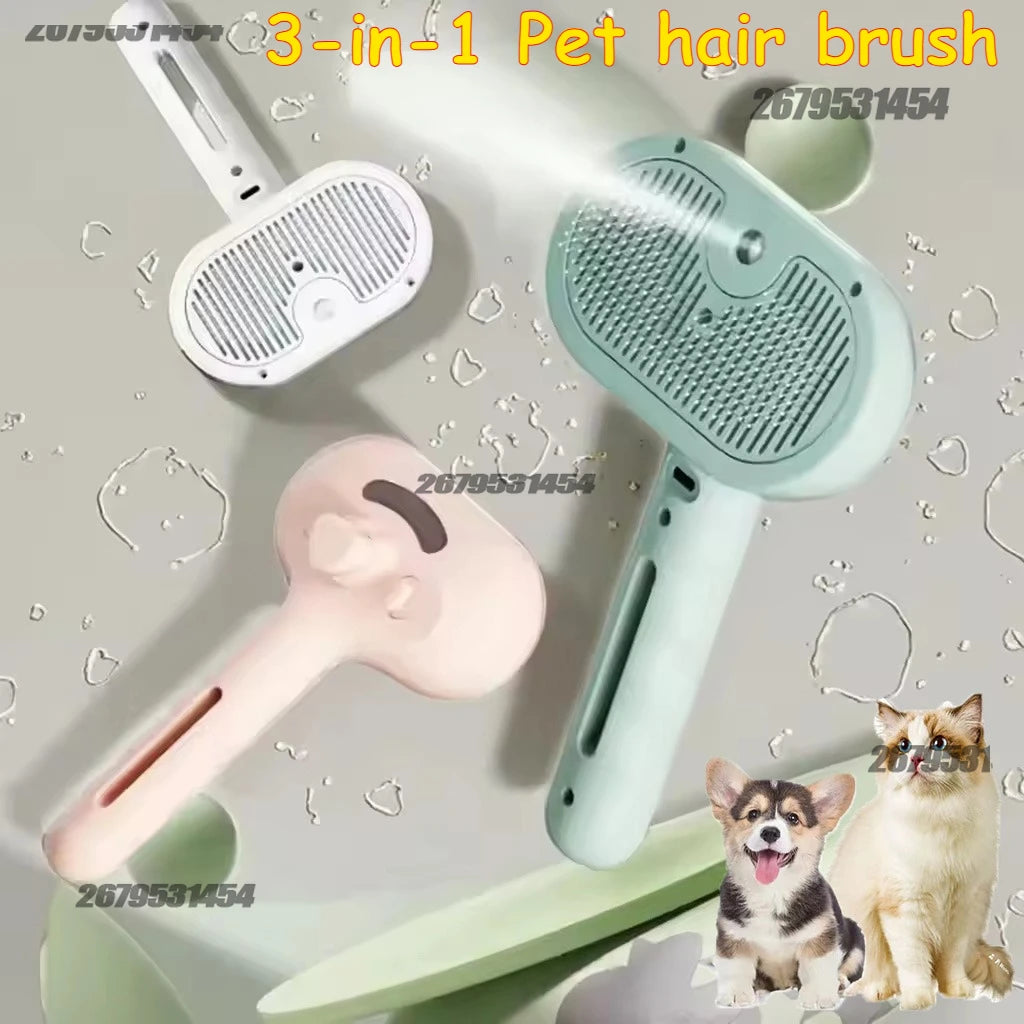Pet Steam Grooming Brush | Premium Self-Cleaning Hair Remover for Cats & Dogs
